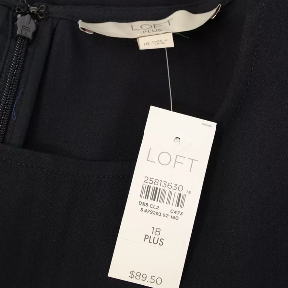 NWT Ann Taylor Loft Plus Navy Flounce Hem Dress - Picture 5 of 8